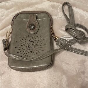 Chic Taupe Crossbody Bag with Cutout Design